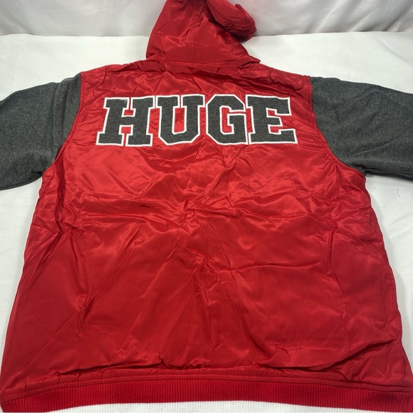 The Hundreds Drawing Lines 1980 Varsity Jacket Letterman Red Nylon Gray Fleece M - Picture 6 of 8